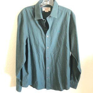 Original Penguin Men's Green Polka Dot Long Sleeve Button Down Shirt size M BP